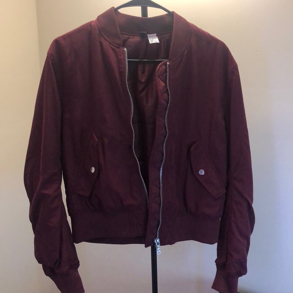Maroon bomber jacket